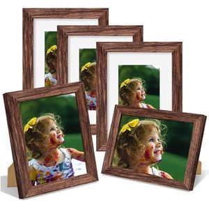 🆕 Set of 5, 5x7 Wooden Picture Frame Set, Tempered Glass